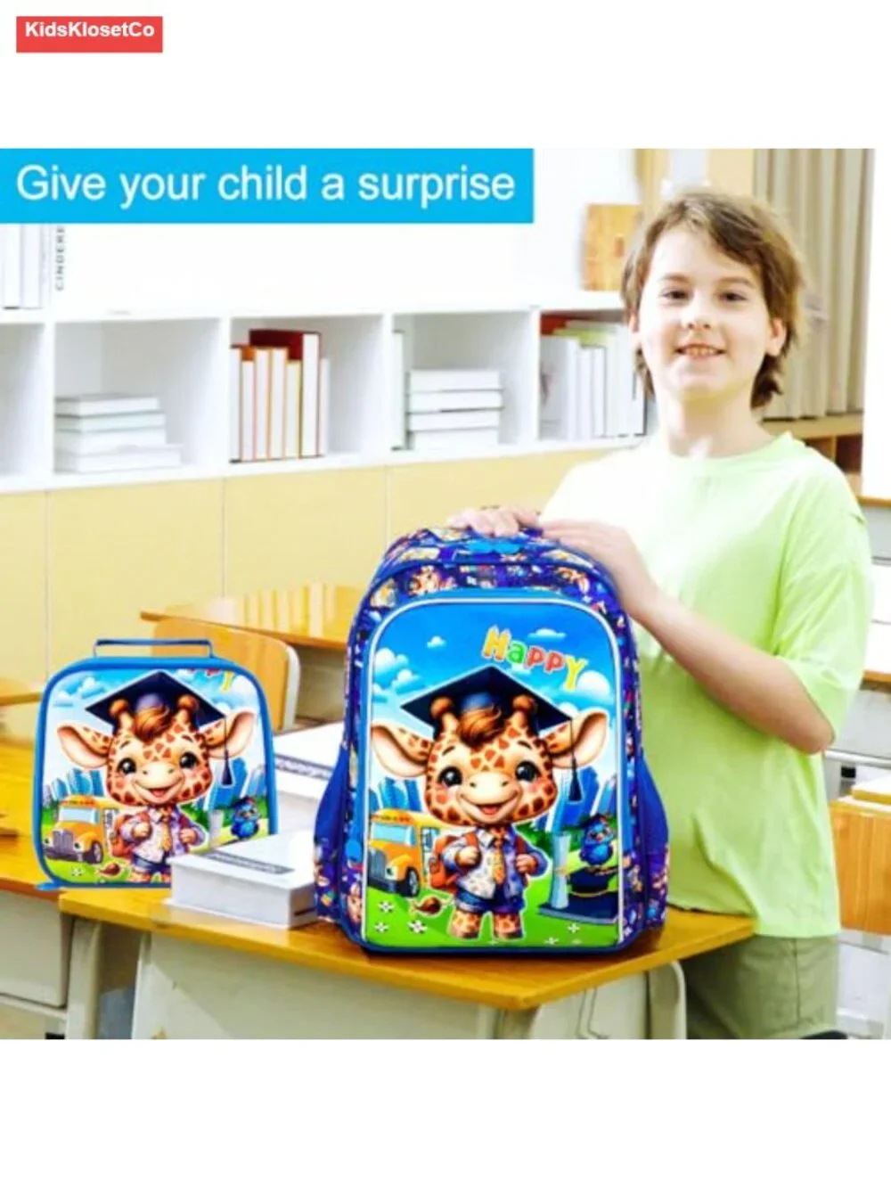 Kids Backpack Set with Lunch Box and Pencil Bag, Water Resistant School Bag